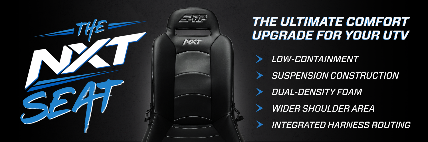 The NXT Seat is the ultimate comfort upgrade for your UTV. It's a low-containment utv seat featuring suspension construction, dual-density foam, wider shoulder area for all-day comfort, and integrated harness routing.